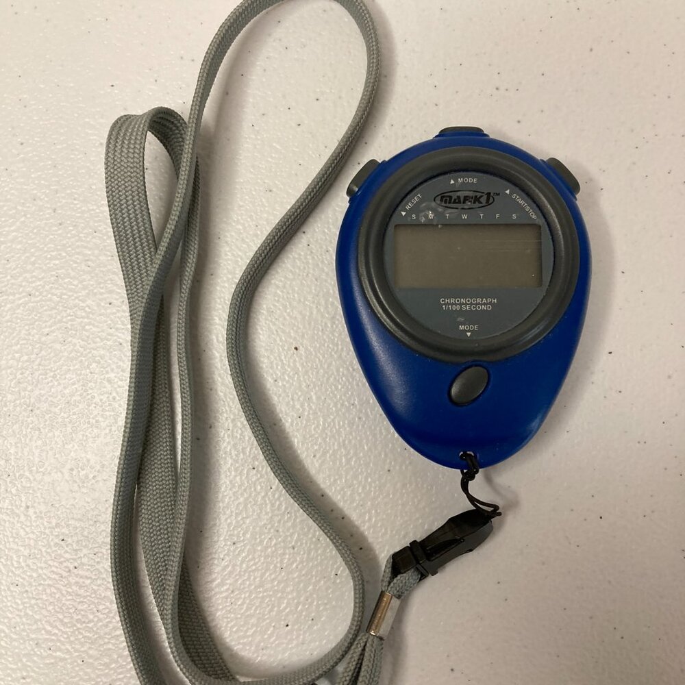 NEW Date/Time/Stopwatch w/Alarm - Blue Chronograph Stopwatch 1/100 Seconds